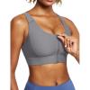 Ewedoos High Impact Sports Bras for Women High Support Zip Front Large Bust Workout Sports Bras with Adjustable Straps(Light Gray)
