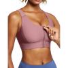 Ewedoos High Impact Sports Bras for Women High Support Zip Front Large Bust Workout Sports Bras with Adjustable Straps(Pink)