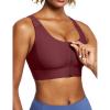Ewedoos High Impact Sports Bras for Women High Support Zip Front Large Bust Workout Sports Bras with Adjustable Straps(Wine Red)