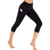 Ewedoos Leggings with Pockets for Women High Waisted Athletic Workout Compression Leggings Tummy Control Yoga Pants Women(Black Capri)