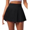 Ewedoos Pleated Tennis Skirt with Shorts Seamless High Waisted Skirt for Women Golf Athletic Skirt Skorts with Pocket(Black)