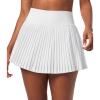 Ewedoos Pleated Tennis Skirt with Shorts Seamless High Waisted Skirt for Women Golf Athletic Skirt Skorts with Pocket(Bright White)