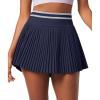 Ewedoos Pleated Tennis Skirt with Shorts Seamless High Waisted Skirt for Women Golf Athletic Skirt Skorts with Pocket(Classic Navy)