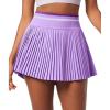 Ewedoos Pleated Tennis Skirt with Shorts Seamless High Waisted Skirt for Women Golf Athletic Skirt Skorts with Pocket(Lavender)