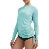 Ewedoos Rash Guard for Women UPF 50+ Sun Protection Clothing Swim Shirts for Woman SPF Shirts Long Sleeve UV Sun Shirts(Light Green)