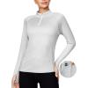 Ewedoos Rash Guard for Women UPF50+ UV Sun Protection Clothing SPF Shirts Long Sleeve Swim Shirts for Woman with Pockets(Gray)