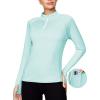 Ewedoos Rash Guard for Women UPF50+ UV Sun Protection Clothing SPF Shirts Long Sleeve Swim Shirts for Woman with Pockets(Light Green)