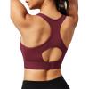 Ewedoos Sports Bras for Women High Support High Impact Sports Bras for Women Large Bust Push up Racerback Workout Running Bra(Maroon)