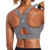 Ewedoos Sports Bras for Women High Support Racerback High Impact Padded Sports Bra Large Bust for Workout Running Yoga(Grey)