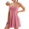 Ewedoos Tennis Dress Womens Athletic Dress Built in Shorts & Bra Adjustable Straps Workout Exercise Golf Summer Dress(Pink)