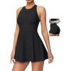 Ewedoos Tennis Dress with Shorts Underneath Athletic Dress for Women Active Workout Golf Dresses Easy Peasy(Black)