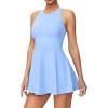 Ewedoos Tennis Dress with Shorts Underneath Athletic Dress for Women Active Workout Golf Dresses Easy Peasy(Breezy Blue)