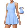 Ewedoos Tennis Dress with Shorts Underneath Athletic Dress for Women Active Workout Golf Dresses Easy Peasy(Light Blue)