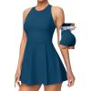 Ewedoos Tennis Dress with Shorts Underneath Athletic Dress for Women Active Workout Golf Dresses Easy Peasy(Midnight Blue)