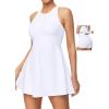 Ewedoos Tennis Dress with Shorts Underneath Athletic Dress for Women Active Workout Golf Dresses Easy Peasy(White)
