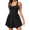 Ewedoos Tennis Dresses for Women with Shorts Underneath Easy Peezy Athletic Dress Workout Square Neck Golf Active Dress(Black)