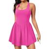 Ewedoos Tennis Dresses for Women with Shorts Underneath Easy Peezy Athletic Dress Workout Square Neck Golf Active Dress(Hot Pink)
