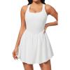 Ewedoos Tennis Dresses for Women with Shorts Underneath Easy Peezy Athletic Dress Workout Square Neck Golf Active Dress(White)