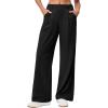 Ewedoos Wide Leg Pants Woman Stretchy Work Dress Pants Women Pull on Business Casual Slacks Trousers Fall Outfits 26″/28″(Black- 28” Regular)