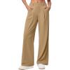 Ewedoos Wide Leg Pants Woman Stretchy Work Dress Pants Women Pull on Business Casual Slacks Trousers Fall Outfits 26″/28″(Latte- 28” Regular)