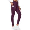 Ewedoos Womens Fleece Lined Leggings with Pockets Water Resistant High Waisted Thermal Winter Leggings for Women Hiking(Dark Purple Fleece Lined Leggings)