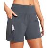 Ewedoos Womens Swim Shorts High Waisted Board Shorts for Women Stretchy 5″ Swim Beach Short with Pockets Swimwear Liner(Grey)