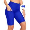 Ewedoos Women’s Swim Shorts Tummy Control UPF50+ High Waisted Swim Bottoms Long Swim Board Shorts for Women with Pockets(Blue)