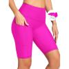 Ewedoos Women’s Swim Shorts Tummy Control UPF50+ High Waisted Swim Bottoms Long Swim Board Shorts for Women with Pockets(Hot Pink)