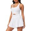 Ewedoos Womens Workout Romper for women 2025 Padded Athletic Romper One Piece for Women Gym Running summer Jumpsuit Clothes(White)