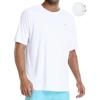 Men’s Swim Shirt Quick Dry Sun Shirts UPF50+ Rash Guard for Men Short Sleeve UV Sun Protection Beach Shirts(White)