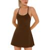 Womens Tennis Dress, Athletic Dress with Built-in Bra & Shorts Pockets Summer Dresses for Women Golf Outfits for Workout(Dark Brown)