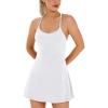 Womens Tennis Dress, Athletic Dress with Built-in Bra & Shorts Pockets Summer Dresses for Women Golf Outfits for Workout(White)