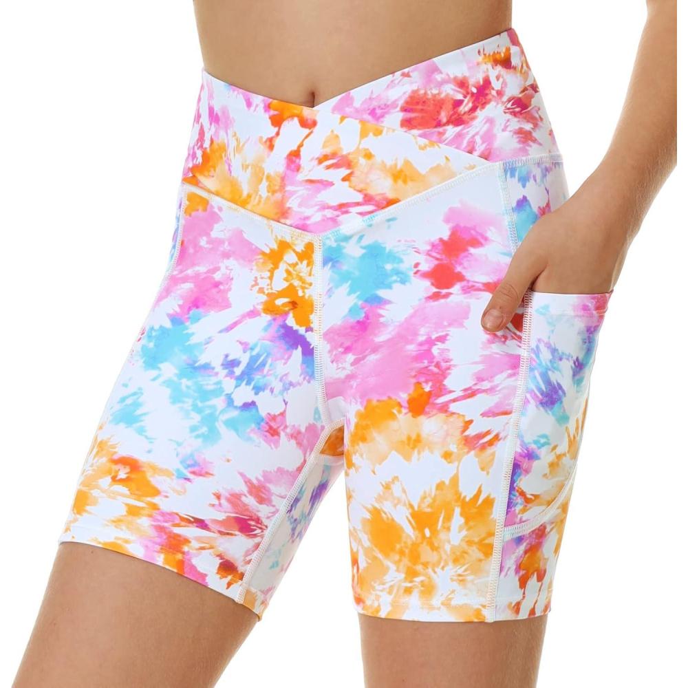 imageEwedoos Girls Volleyball Athletic Shorts with Pockets  Preppy Spandex Dance Shorts for Teen GirlsFlower Tie Dye