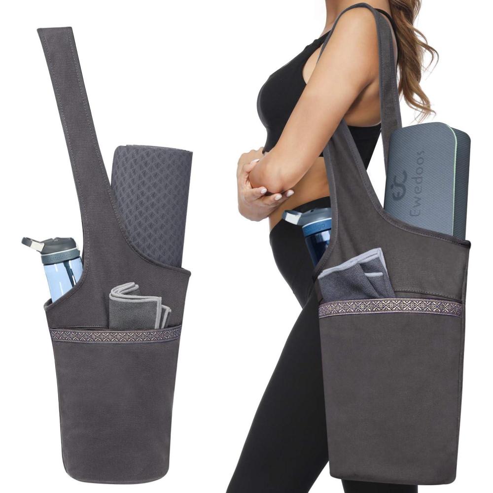 imageEwedoos Yoga Mat Bag Yoga Bags with Large Size Pocket and Zipper Pocket Fit Most Size MatsGray