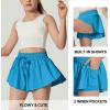 Ewedoos 2 in 1 Flowy Shorts Girls Butterfly Athletic Shorts Size 10-12 Cute Preppy Trendy Shorts Skirt for Teen Girls(Blue)