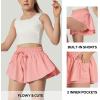 Ewedoos 2 in 1 Flowy Shorts Girls Butterfly Athletic Shorts Size 10-12 Cute Preppy Trendy Shorts Skirt for Teen Girls(Pink)