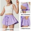 Ewedoos 2 in 1 Flowy Shorts Girls Butterfly Athletic Shorts Size 10-12 Cute Preppy Trendy Shorts Skirt for Teen Girls(Purple)