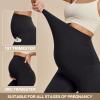 Ewedoos Fleece Lined Maternity Leggings with Pockets Shirred Sides Warm Pregnancy Leggings Over The Belly Thermal Yoga Pants(Black)