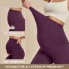Ewedoos Fleece Lined Maternity Leggings with Pockets Shirred Sides Warm Pregnancy Leggings Over The Belly Thermal Yoga Pants(Purple)