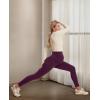 Ewedoos Fleece Lined Maternity Leggings with Pockets Shirred Sides Warm Pregnancy Leggings Over The Belly Thermal Yoga Pants(Purple)