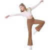 Ewedoos Girls Flare Leggings Crossover with Pocket Preppy Clothes Leggings for Girls Yoga Pants Dance Casual Uniform(Khaki)