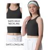 Ewedoos Girls Tank Tops Double Lined Crop Tops for Kids Sleeveless High Neck Racerback Dance Tops for Girls Athletic(Black)