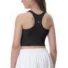 Ewedoos Girls Tank Tops Double Lined Crop Tops for Kids Sleeveless High Neck Racerback Dance Tops for Girls Athletic(Black)