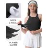 Ewedoos Girls Tank Tops Double Lined Crop Tops for Kids Sleeveless High Neck Racerback Dance Tops for Girls Athletic(Black)