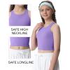 Ewedoos Girls Tank Tops Double Lined Crop Tops for Kids Sleeveless High Neck Racerback Dance Tops for Girls Athletic(Lavender)