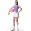 Ewedoos Girls Tank Tops Double Lined Crop Tops for Kids Sleeveless High Neck Racerback Dance Tops for Girls Athletic(Lavender)