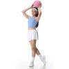 Ewedoos Girls Tank Tops Double Lined Crop Tops for Kids Sleeveless High Neck Racerback Dance Tops for Girls Athletic(Light Blue)