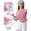 Ewedoos Girls Tank Tops Double Lined Crop Tops for Kids Sleeveless High Neck Racerback Dance Tops for Girls Athletic(Pink)