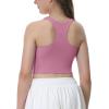 Ewedoos Girls Tank Tops Double Lined Crop Tops for Kids Sleeveless High Neck Racerback Dance Tops for Girls Athletic(Pink)