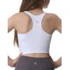 Ewedoos Girls Tank Tops Double Lined Crop Tops for Kids Sleeveless High Neck Racerback Dance Tops for Girls Athletic(White)